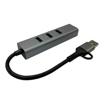   LC-Power LC-HUB-C-MULTI-9 USB HUB, 3xUSB-A, RJ45 Ethernet, 20W gyorstöltés, antracit szürke és fekete - LC-HUB-C-MULTI-9
