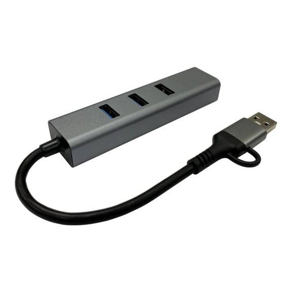 LC-Power LC-HUB-C-MULTI-9 USB HUB, 3xUSB-A, RJ45 Ethernet, 20W gyorstöltés, antracit szürke és fekete - LC-HUB-C-MULTI-9