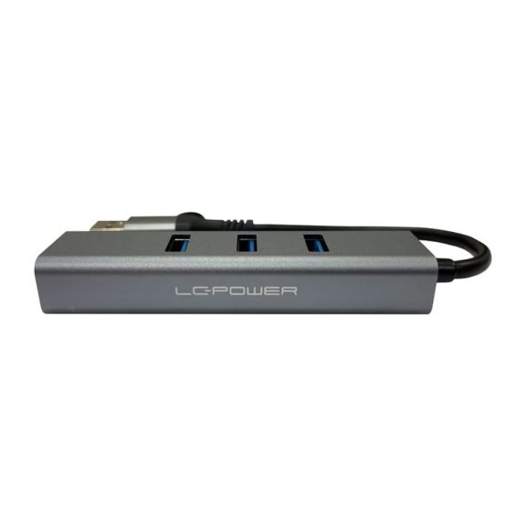 LC-Power LC-HUB-C-MULTI-9 USB HUB, 3xUSB-A, RJ45 Ethernet, 20W gyorstöltés, antracit szürke és fekete - LC-HUB-C-MULTI-9