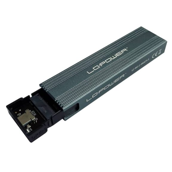 LC-Power LC-M2-C-MULTI-3 antracit alumínium M.2 SSD ház USB 3.2 Gen 2x1 csatlakozással