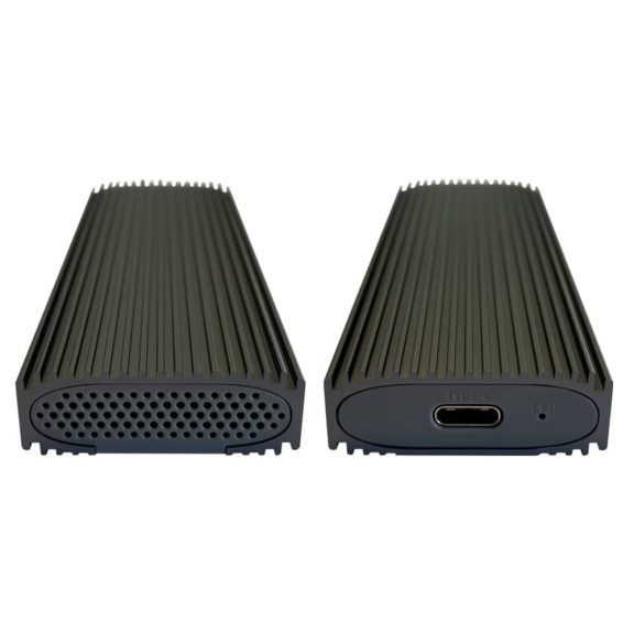 LC-Power LC-M2-C-NVME-3 alumínium M.2 NVMe SSD ház USB 3.2 Gen2 Type-C csatlakozóval, antracit színben.