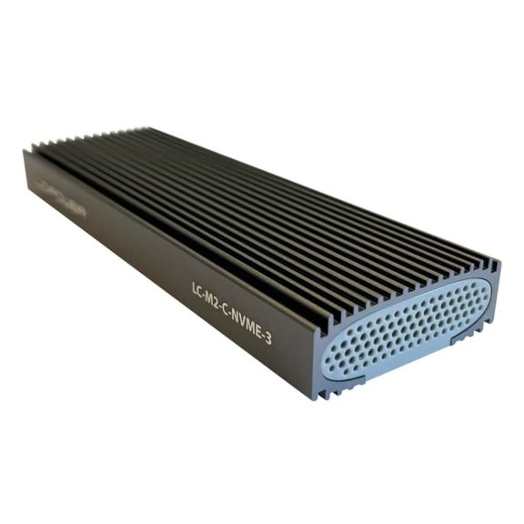 LC-Power LC-M2-C-NVME-3 alumínium M.2 NVMe SSD ház USB 3.2 Gen2 Type-C csatlakozóval, antracit színben.
