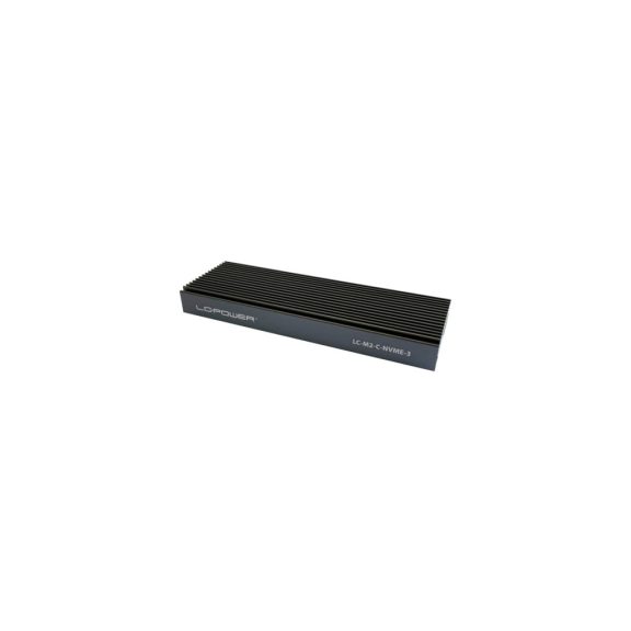 LC-Power LC-M2-C-NVME-3 alumínium M.2 NVMe SSD ház USB 3.2 Gen2 Type-C csatlakozóval, antracit színben.