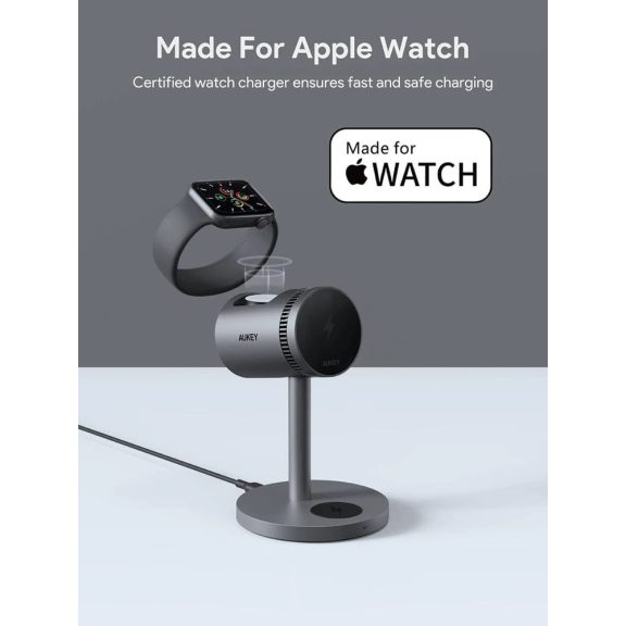 AUKEY MagFusion LC-MC311A 3 az 1-ben Qi2 vezeték nélküli töltő aktív hűtéssel és mágneses telefontöltéssel.