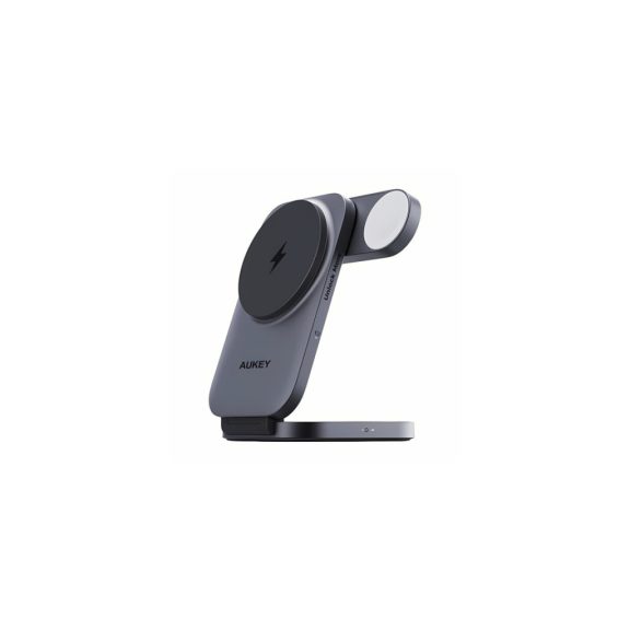 AUKEY MagFusion Z LC-MC312 összecsukható 3 az 1-ben Qi2 vezeték nélküli töltőállomás mágneses telefontöltéssel.