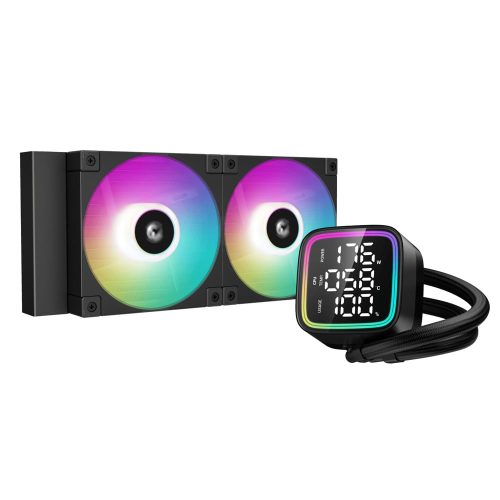 DeepCool LD240 fekete 240mm AIO vízhűtés kijelzővel és ARGB világítással