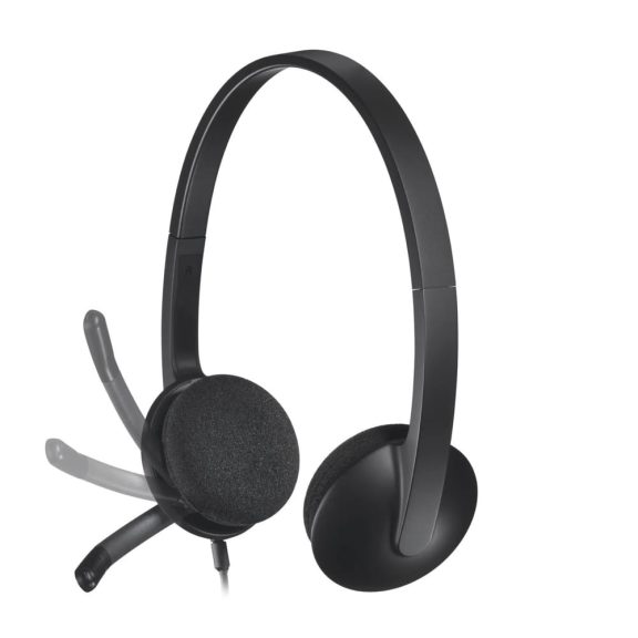 Logitech H340 USB vezetékes mikrofonos fejhallgató, fekete – 981-000475