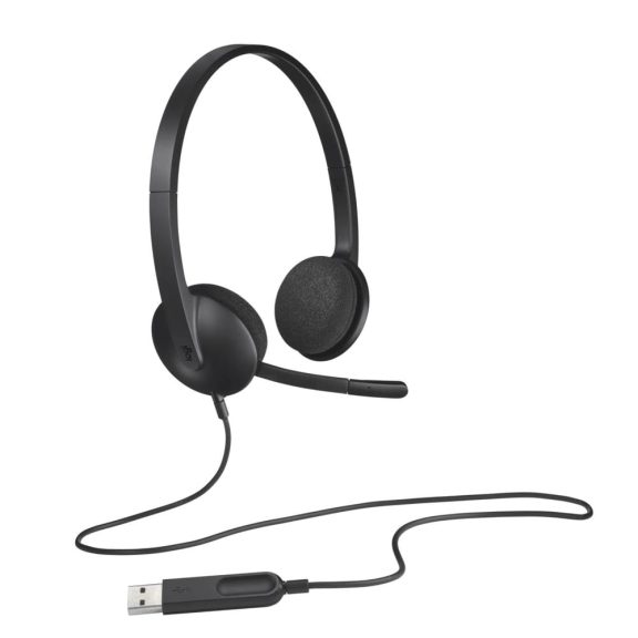 Logitech H340 USB vezetékes mikrofonos fejhallgató, fekete – 981-000475