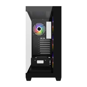 FSP M340-BA Mid Tower PC ház fekete színben, dupla edzett üveg oldallappal és 4 ARGB ventilátorral