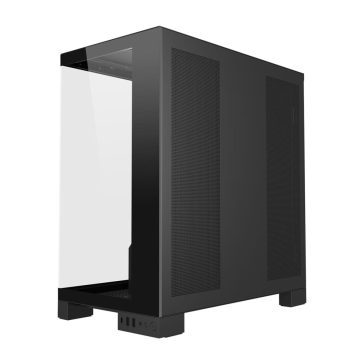 FSP M540-BA Mid Tower PC ház fekete színben, dupla üveg oldallappal és ARGB ventilátorokkal