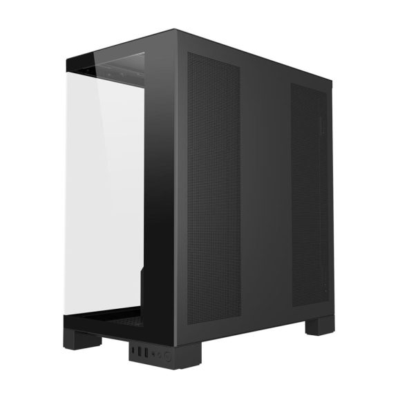 FSP M540-BA Mid Tower PC ház fekete színben, dupla üveg oldallappal és ARGB ventilátorokkal