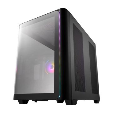   FSP M580-BA ATX Mid Tower számítógépház, 270° panoráma üveg, 4x ARGB PWM ventilátor, max. 445 mm VGA, fekete