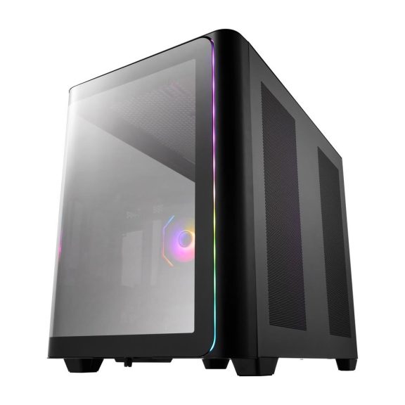 FSP M580-BA ATX Mid Tower számítógépház, 270° panoráma üveg, 4x ARGB PWM ventilátor, max. 445 mm VGA, fekete