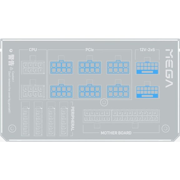 FSP MEGA TI 1650W ATX 3.1 tápegység, 80 PLUS Titanium, teljesen moduláris, Gen 5.1, fekete - MEGA-1650TI