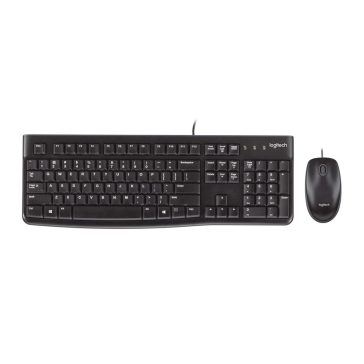 Logitech MK120 vezetékes billentyűzet és egér szett fekete színben, USB csatlakozással
