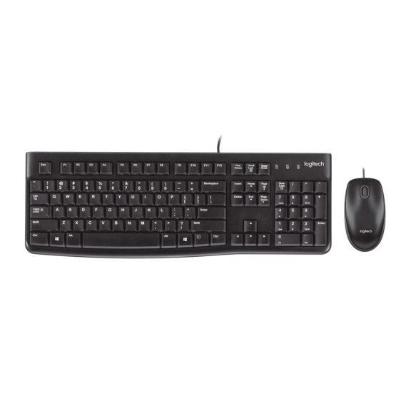 Logitech MK120 vezetékes billentyűzet és egér szett fekete színben, USB csatlakozással