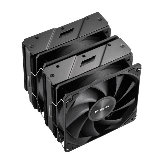 FSP MP7-B dupla tornyos processzorhűtő, 2 × 120 mm PWM ventilátor, 6 hőcső, fekete