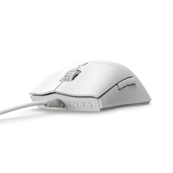 NZXT Lift 2 Symm fehér gamer egér szimmetrikus kialakítással és 8K polling rate-tel.