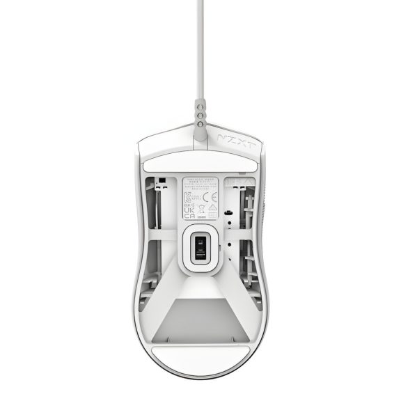 NZXT Lift 2 Symm fehér gamer egér szimmetrikus kialakítással és 8K polling rate-tel.