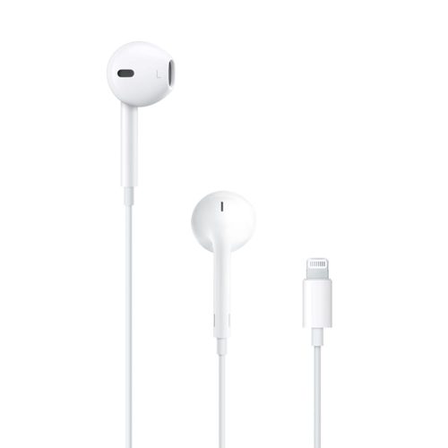 Apple EarPods fülhallgató Lightning csatlakozóval és vezetékre épített távvezérlővel.