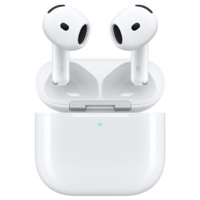 Apple AirPods 4 fülhallgató USB‑C töltőtokkal, aktív zajkioltással, fehér színben.
