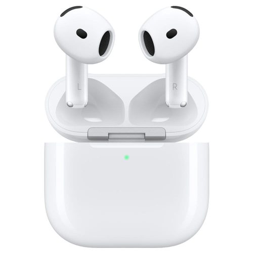 Apple AirPods 4 fülhallgató USB‑C töltőtokkal, aktív zajkioltással, fehér színben.