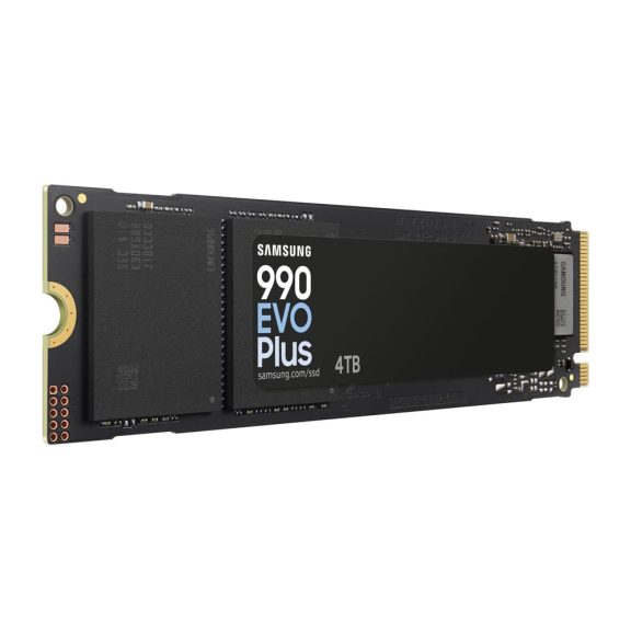 Samsung 990 EVO Plus NVMe M.2 SSD 4TB, 7250MB/s sebességgel és 80mm-es kialakítással.
