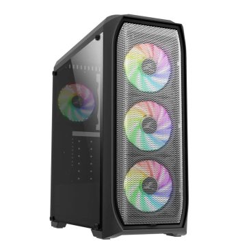   Zalman N5 MF számítógépház, ATX mid torony, 4x120mm RGB ventilátor, fekete