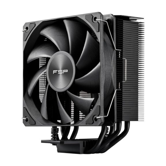 FSP NP5-B processzorhűtő, 200 W, 4 hőcső, 120 mm PWM ventilátor, 151 mm, fekete