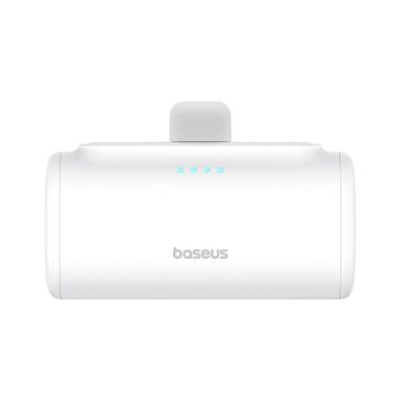   Baseus Compact 5000mAh 20W Powerbank beépített iPhone csatlakozóval, fehér