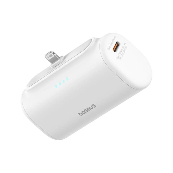 Baseus Compact 5000mAh 20W Powerbank beépített iPhone csatlakozóval, fehér
