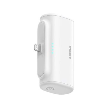   Baseus Compact 5000mAh 20W Powerbank beépített iPhone csatlakozóval, fehér