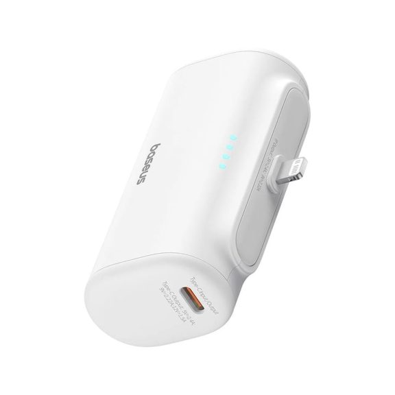Baseus Compact 5000mAh 20W Powerbank beépített iPhone csatlakozóval, fehér