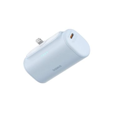   Baseus Compact 5000mAh 20W Powerbank beépített iPhone csatlakozóval, kék