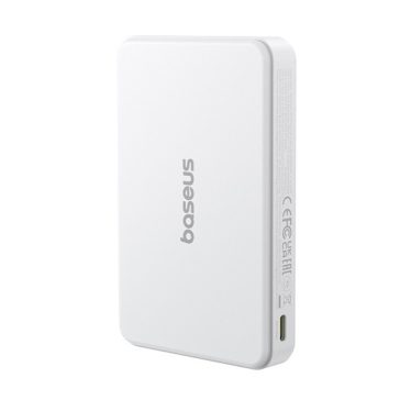   Baseus Airpow II Qi2 Magnetic vezeték nélküli gyorstöltő powerbank 10000 mAh, 22.5W, fehér + 60W USB Type-C, 30cm kábel