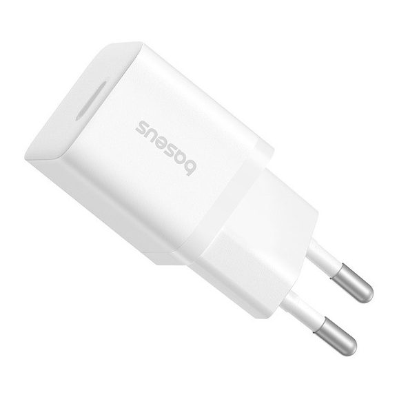 Baseus GaN5 Mini hálózati gyorstöltő 25W, USB Type-C, fehér + 100W USB Type-C, 1m kábel