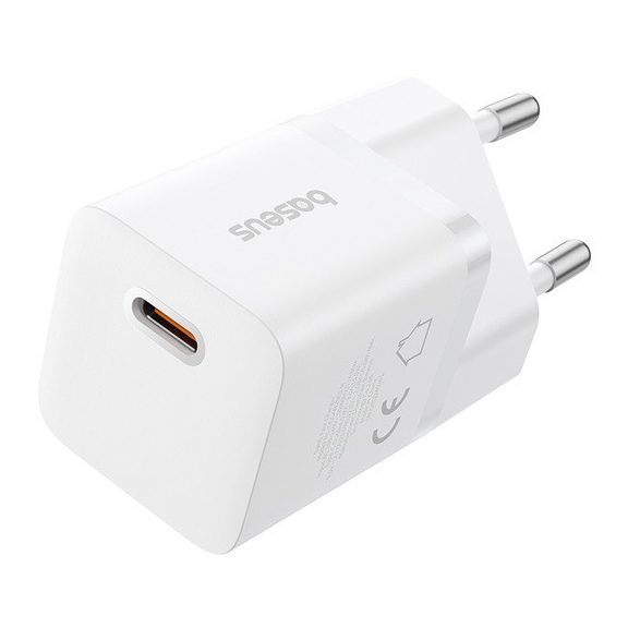 Baseus GaN5 Mini hálózati gyorstöltő 25W, USB Type-C, fehér + 100W USB Type-C, 1m kábel