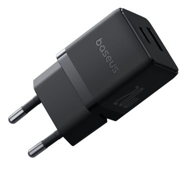   Baseus Palm hálózati gyorstöltő, 20W, USB Type-C + USB Type-A, fekete