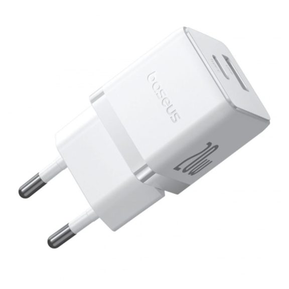Baseus Palm hálózati gyorstöltő, 20W, USB Type-C + USB Type-A, fehér