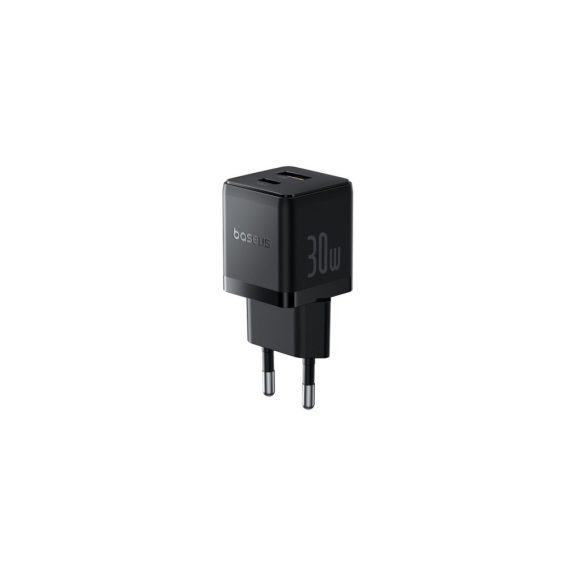 Baseus Palm hálózati gyorstöltő 30W, USB Type-C + USB Type-A, fekete