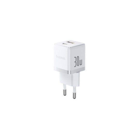 Baseus Palm hálózati gyorstöltő 30W, USB Type-C + USB Type-A, fehér