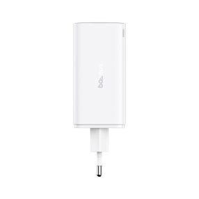   Baseus GaN6 Pro hálózati gyorstöltő 100W, 2×USB Type-C + 2×USB Type-A, fehér + 100W USB Type-C, 1m kábel