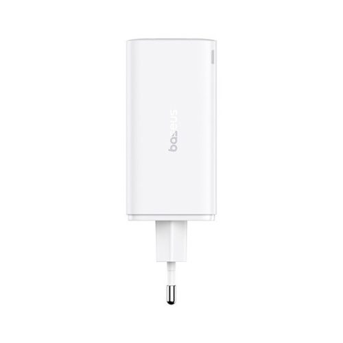 Baseus GaN6 Pro hálózati gyorstöltő 100W, 2×USB Type-C + 2×USB Type-A, fehér + 100W USB Type-C, 1m kábel