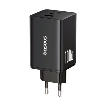   Baseus EnerFill FE11 hálózati gyorstöltő 100W, 2×USB Type-C + 1×USB Type-A, fekete