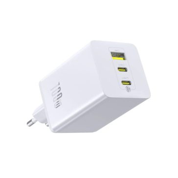   Baseus EnerFill FE11 hálózati töltő, 100 W, 2x USB-C, 1x USB-A, fehér