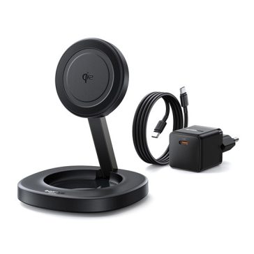   Baseus EnerFill FF11 vezeték nélküli töltő 15W,fekete + 20W hálózati gyorstöltő + USB Type-C, 1m kábel