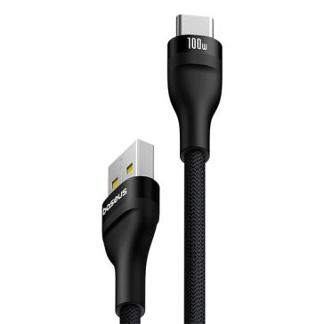   Baseus Flash 2 USB Type-A – USB Type-C, 100W gyorstöltő adatkábel, 1m, fekete