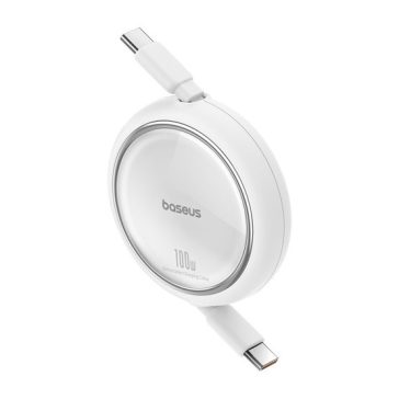   Baseus Free2Draw Mini USB Type-C, 100W automata behúzós kábel, 1m, fehér