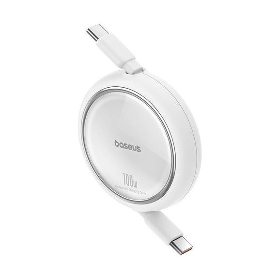 Baseus Free2Draw Mini USB Type-C, 100W automata behúzós kábel, 1m, fehér