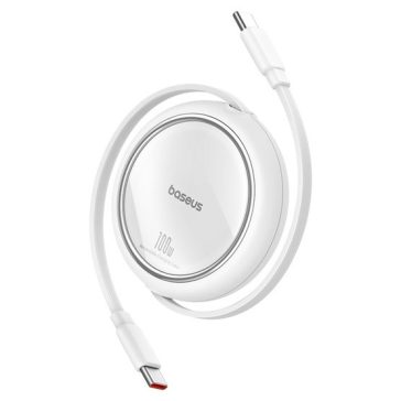   Baseus Free2Draw Mini USB Type-C, 100W automata behúzós kábel, 1m, fehér